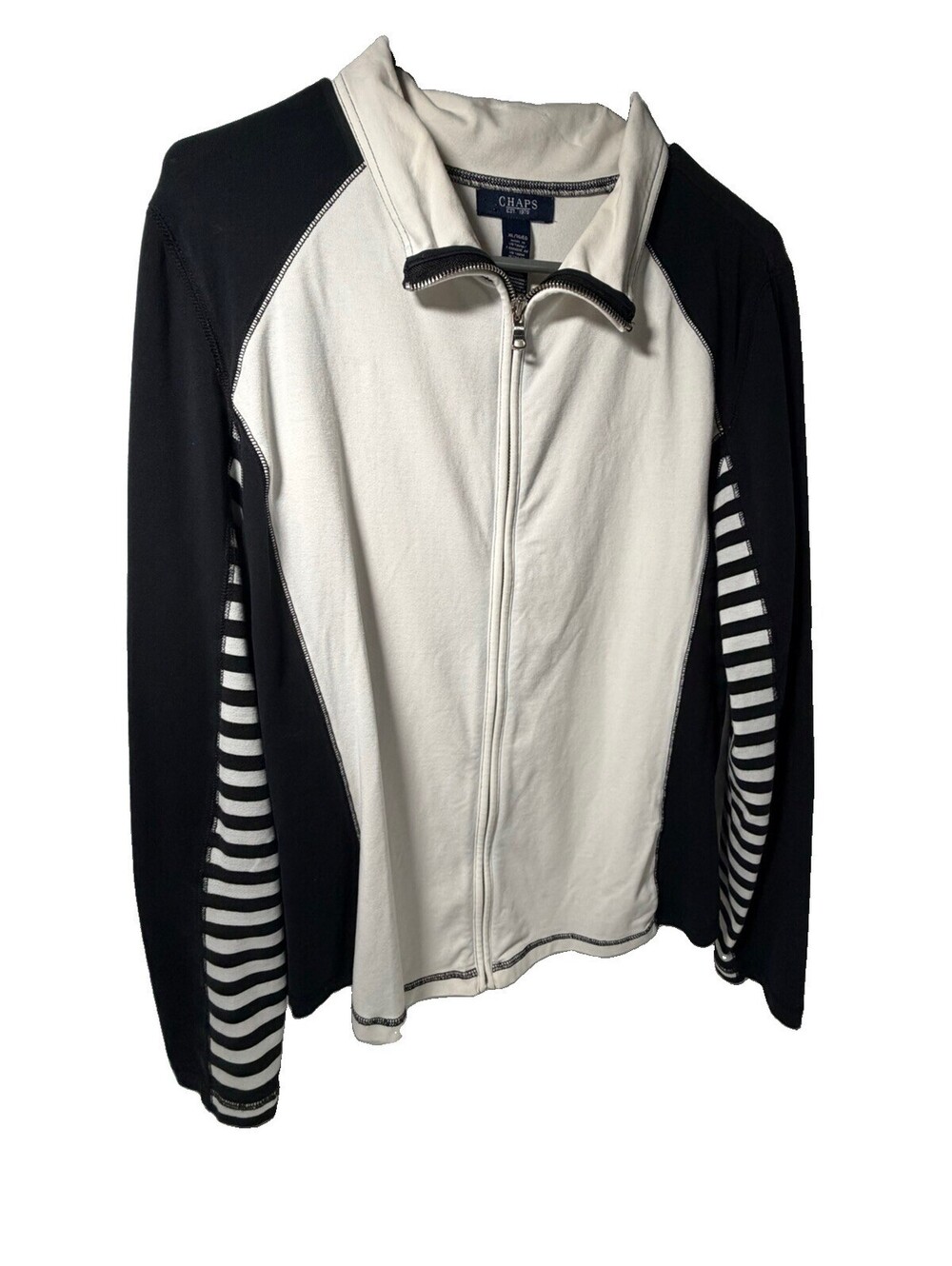 Chaps White/Black Women’s Zip up jacket size XL